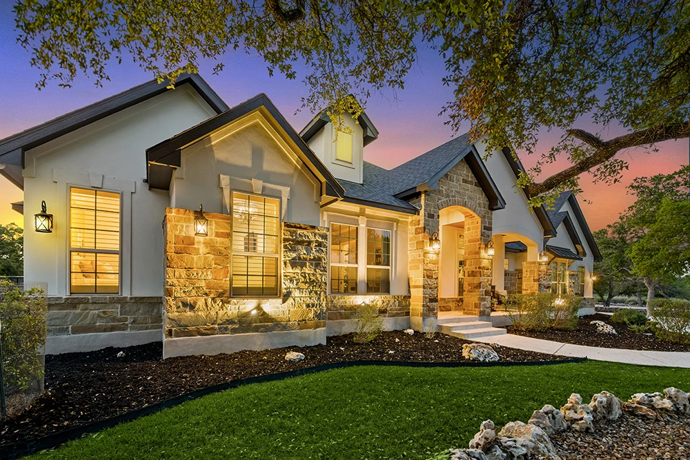 home exterior at night