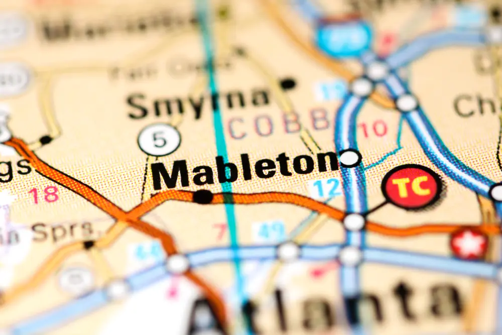 Mableton. Georgia. USA on a map