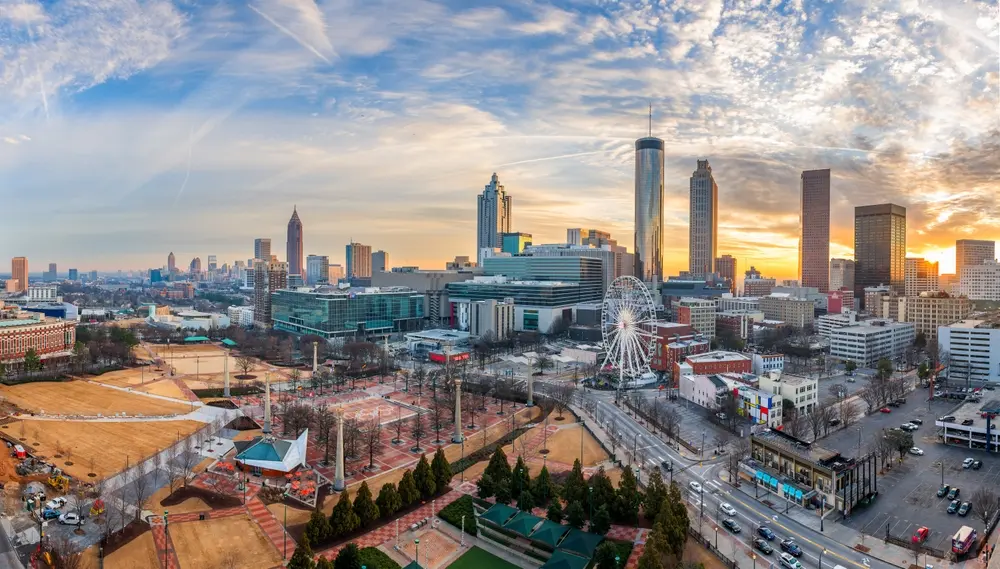 Atlanta, Georgia, USA downtown skyline at dawn